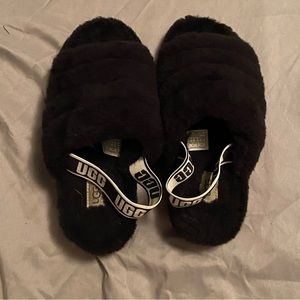 UGG Black Fluff Yeah Slides